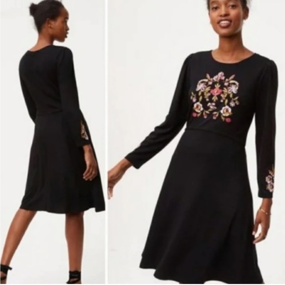 LOFT  Floral Embroidered Long Sleeve Dress 2P - Picture 1 of 10
